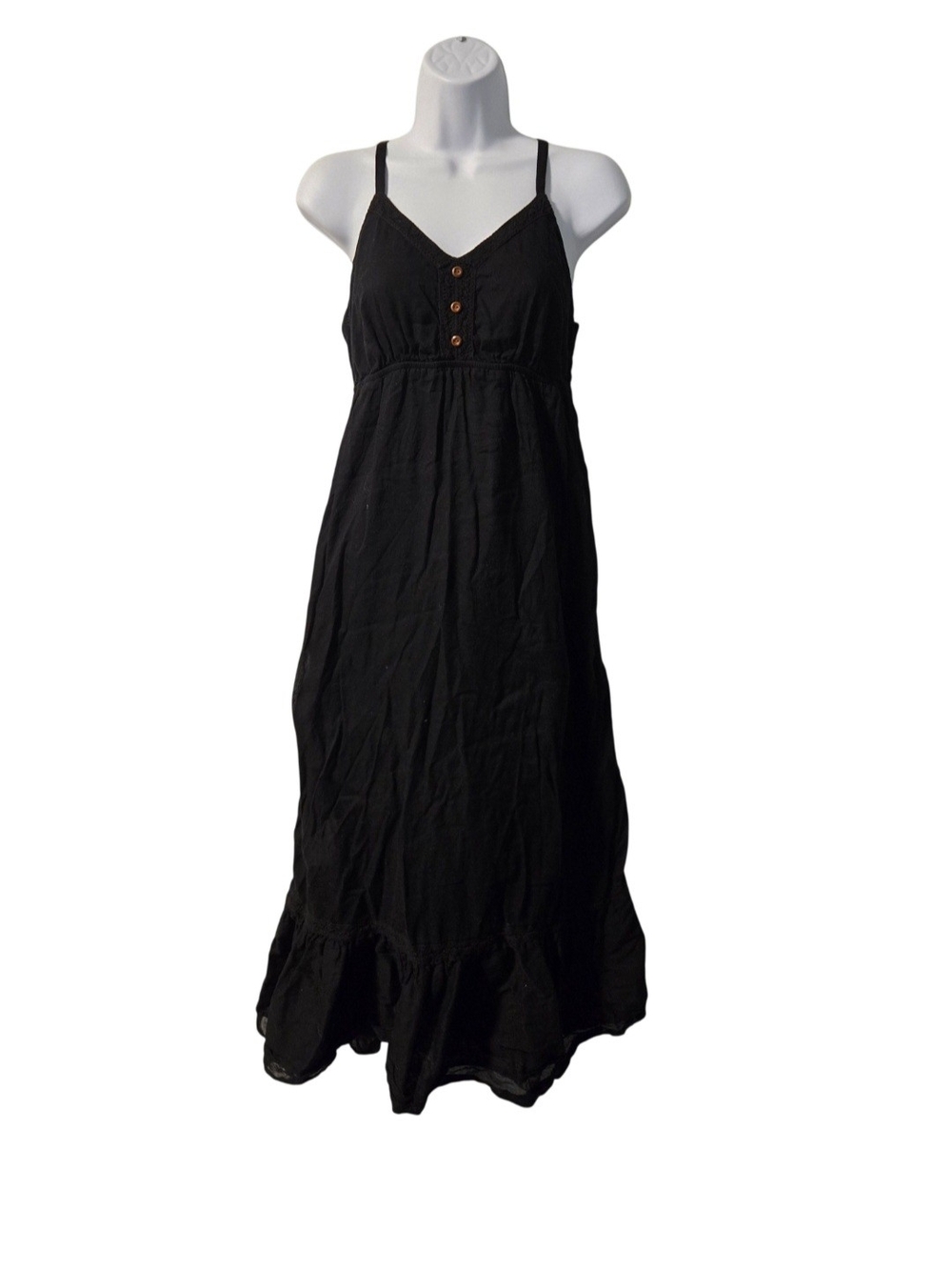 Old Navy Black Spaghetti-Strap Maxi Dress with Button Detail